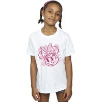 Disney Girl's Minnie Mouse Bold Style Cotton T-Shirt in White | Size: 7-8 Years
