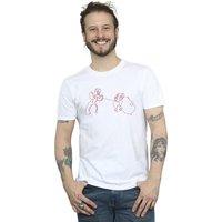 Disney Men's Lady & The Tramp Spaghetti Outline T-Shirt in White | Size: 4XL