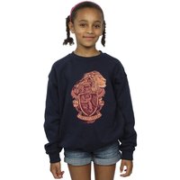 Harry Potter Girl's Gryffindor Sketch Crest Sweatshirt in Navy | Size: 7-8 Years