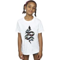 Harry Potter Girl's Slytherin Sketch Cotton T-Shirt in White | Size: 7-8 Years