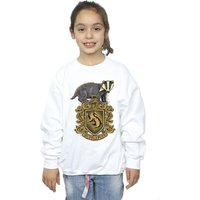 Harry Potter Girl's Hufflepuff Sketch Crest Sweatshirt in White | Size: 12-13 Years