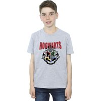 Harry Potter Boy's Hogwarts Emblem T-Shirt in Grey | Size: 7-8 Years