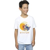 Disney Boy's Lilo & Stitch Summer Waves T-Shirt in White | Size: 7-8 Years