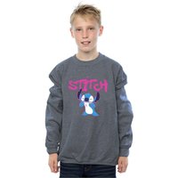Disney Boy's Lilo & Stitch Graffiti Sweatshirt in Dark Grey | Size: 7-8 Years