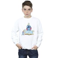 Disney Boy's Lilo & Stitch Reading A Book Sweatshirt in White | Size: 9 Years