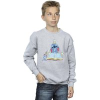 Disney Boy's Lilo & Stitch Reading A Book Sweatshirt in Grey | Size: 5-6 Years