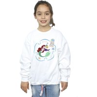 Disney Girl's The Little Mermaid Reading A Book Sweatshirt in White | Size: 5-6 Years