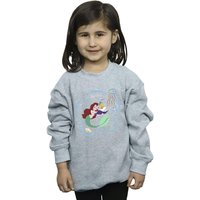 Disney Girl's The Little Mermaid Reading A Book Sweatshirt in Grey | Size: 12-13 Years