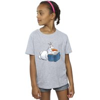Disney Girl's Frozen Olaf Reading Cotton T-Shirt in Grey | Size: 5-6 Years