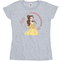 Disney Women's Beauty & The Beast I´d Rather Be Reading Cotton T-Shirt in Grey | Size: Large