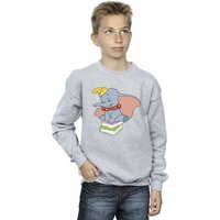 Disney Boy's Dumbo Sitting On Books Sweatshirt in Grey | Size: 9 Years