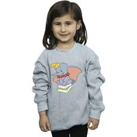 Disney Girl's Dumbo Sitting On Books Sweatshirt in Grey | Size: 9 Years