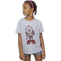Marvel Girl's Deadpool Love Beam Line Cotton T-Shirt in Grey | Size: 7-8 Years