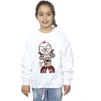 Marvel Girl's Deadpool Love Beam Line Sweatshirt in White | Size: 5-6 Years