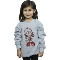 Marvel Girl's Deadpool Love Beam Line Sweatshirt in Grey | Size: 7-8 Years