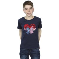 Disney Boy's Lilo & Stitch Hearts T-Shirt in Navy | Size: 9 Years