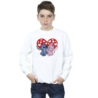 Disney Boy's Lilo & Stitch Hearts Sweatshirt in White | Size: 5-6 Years