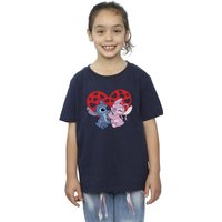 Disney Girl's Lilo & Stitch Hearts Cotton T-Shirt in Navy | Size: 12-13 Years