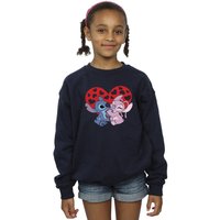Disney Girl's Lilo & Stitch Hearts Sweatshirt in Navy | Size: 7-8 Years