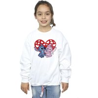 Disney Girl's Lilo & Stitch Hearts Sweatshirt in White | Size: 7-8 Years