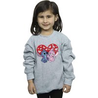 Disney Girl's Lilo & Stitch Hearts Sweatshirt in Grey | Size: 5-6 Years