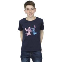 Disney Boy's Lilo & Stitch Kisses T-Shirt in Navy | Size: 9 Years