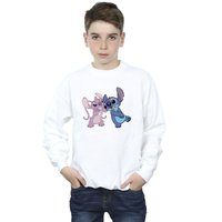 Disney Boy's Lilo & Stitch Kisses Sweatshirt in White | Size: 7-8 Years