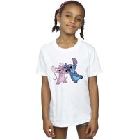 Disney Girl's Lilo & Stitch Kisses Cotton T-Shirt in White | Size: 7-8 Years