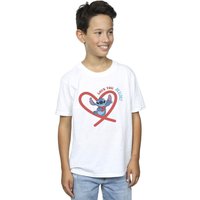 Disney Boy's Lilo & Stitch Love You Mum T-Shirt in White | Size: 9 Years