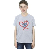 Disney Boy's Lilo & Stitch Love You Mum T-Shirt in Grey | Size: 9 Years