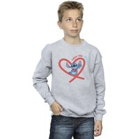 Disney Boy's Lilo & Stitch Love You Mum Sweatshirt in Grey | Size: 9 Years