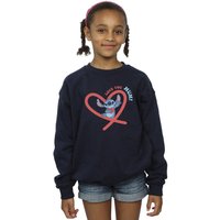 Disney Girl's Lilo & Stitch Love You Mum Sweatshirt in Navy | Size: 5-6 Years