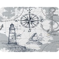 Benjamin Tate Design Compass & Map Blanket in Natural | Size: 120 cm x 150 cm