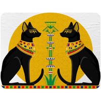 Benjamin Tate Design Illustration Of Black Egyptian Cats With Papyrus Blanket in Natural | Size: 120 cm x 150 cm