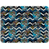 Benjamin Tate Design Embroidery Colorful Simplified Ethnic Skull Blue Pattern Blanket in Natural | Size: 120 cm x 150 cm