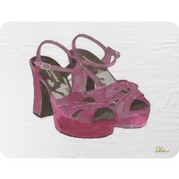 Benjamin Tate Design Purple High Heels Blanket in Natural | Size: 120 cm x 150 cm