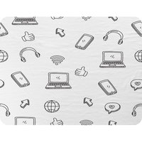 Benjamin Tate Design Internet Related Doodle Pattern Blanket in Natural | Size: 120 cm x 150 cm
