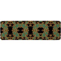 Benjamin Tate Design Black & Green Baroque Runner Rug in Natural | Size: 67 cm x 230 cm