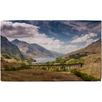 Benjamin Tate Design The Glenfinnan Viaduct Designer Bath Towel in Pink