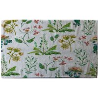 Benjamin Tate Design Watercolour Leaves & Flowers Soft Bath Towel in Green