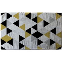Benjamin Tate Design Gold & Black Geometric Triangles Soft Bath Towel in Yellow