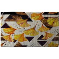 Benjamin Tate Design Orange Flowers & Triangles Soft Bath Towel