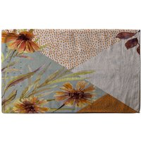 Benjamin Tate Design Autumn Geometric Shapes & Flowers Soft Bath Towel in Orange