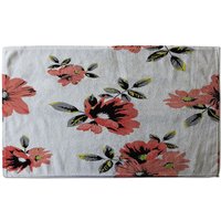 Benjamin Tate Design Pink Flowers Soft Bath Towel in Green