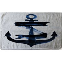 Benjamin Tate Design Watercolour Anchor Soft Bath Towel in Blue