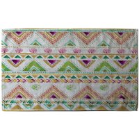 Benjamin Tate Design Colorful Striped Gold Style Triangles Soft Bath Towel in Green