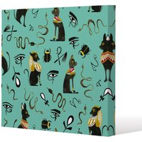 Benjamin Tate Design Hand Painting Abstract, Ancient Egypt Horus Eye Signs (Canvas Print) / 61 x 61 x 4cm in Natural | Size: 61 x 61 x 4 cm