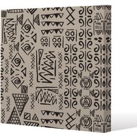 Benjamin Tate Design Striped egyptian theme with ethnic & tribal motifs (Canvas Print) / 90 x 90 x 4cm in Natural | Size: 90 x 90 x 4 cm