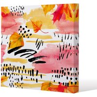 Benjamin Tate Design Abstract fall seamless pattern in Bright autumn colours (Canvas Print) / 77 x 77 x 4cm in Natural | Size: 77 x 77 x 4 cm