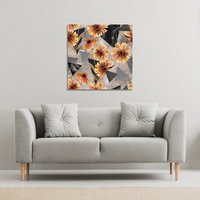 Benjamin Tate Design Geometric floral shapes (Canvas Print) / 114 x 114 x 4cm in Natural | Size: 114 x 114 x 4 cm